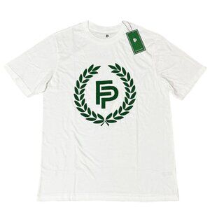 Flint Park Organic Cotton White T-Shirt With Green Laurel Logo Design Size M NWT